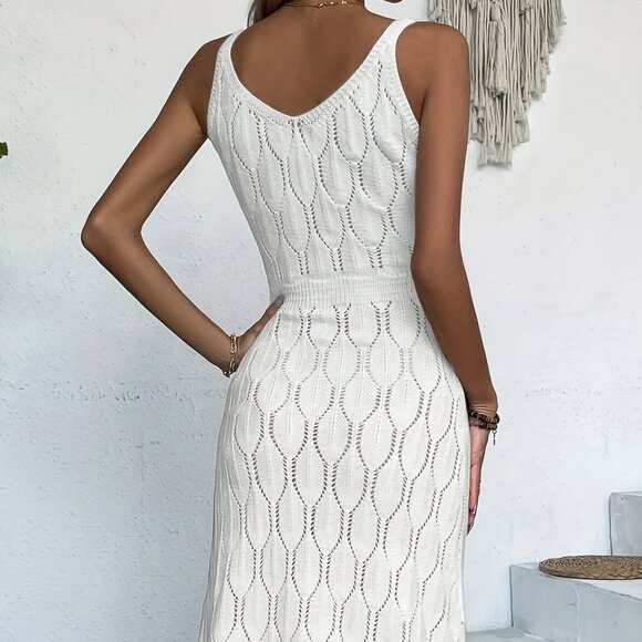 Midi Length Knit Dress Coverup in Ivory L - Picture 3 of 13